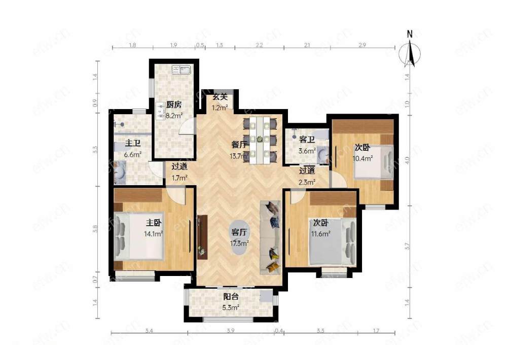 绿地世纪城四期(200-230） 3室2厅