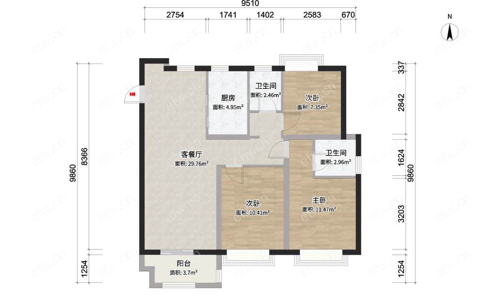 婚装全明东边户3房,悦湖花园 格局工整合理