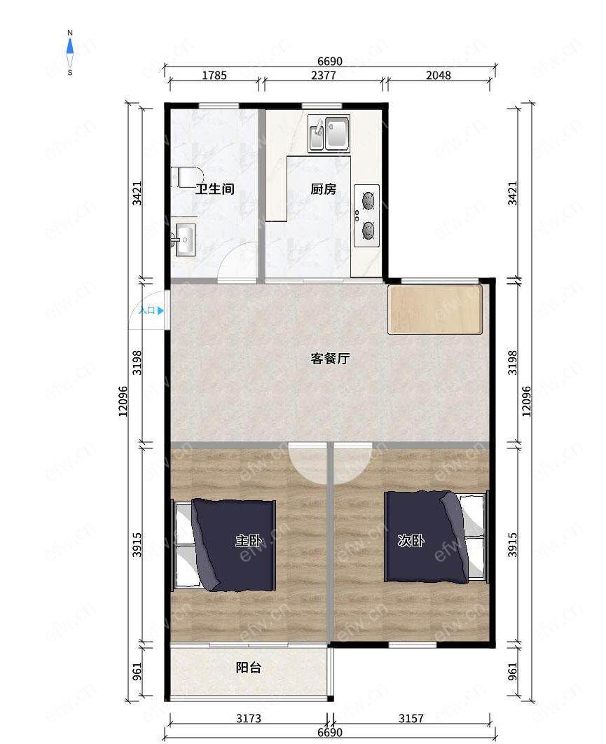 红旗花园楼层东边户两房