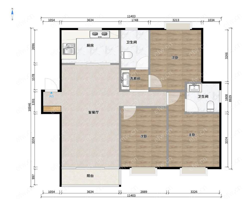 玉兰公馆2区3房2卫精装修