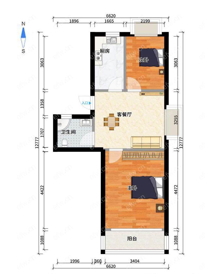 婚装全明东边户2房,仙河苑一期 格局工整合理