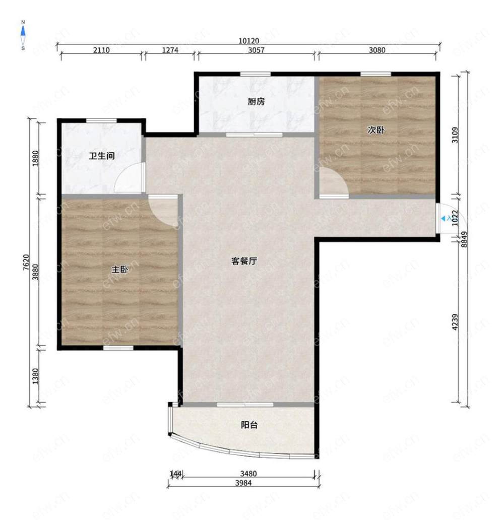 婚装全明东边户2房,金苏公寓 格局工整合理