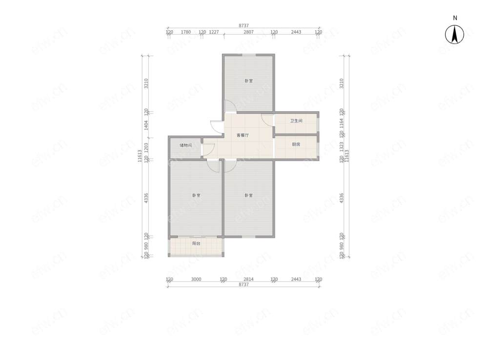 建筑新村 3室1厅 83.28平