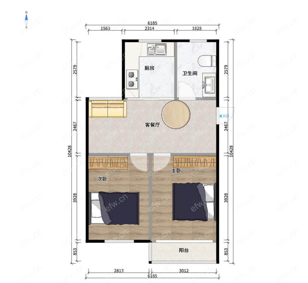 建华新村 2房 全明户型 另送家电