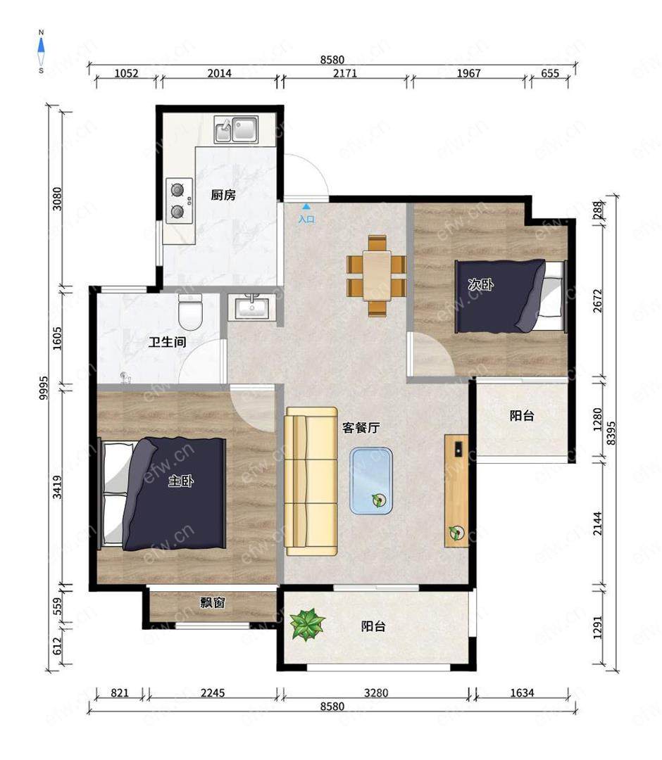 天渝骏园一期毛坯电梯2房