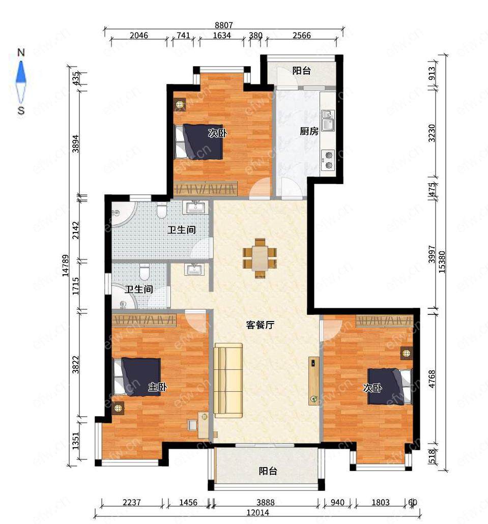 仙河苑 3室2厅 126.9平