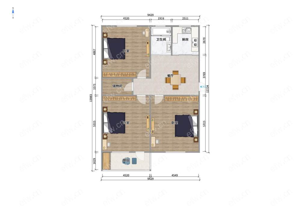 清扬新村 简约3室 阳光充足 单价低 房东诚售