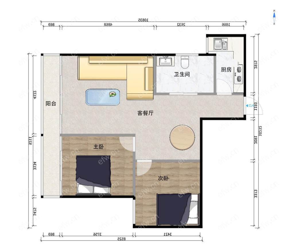 阳光100际新城 2室1厅