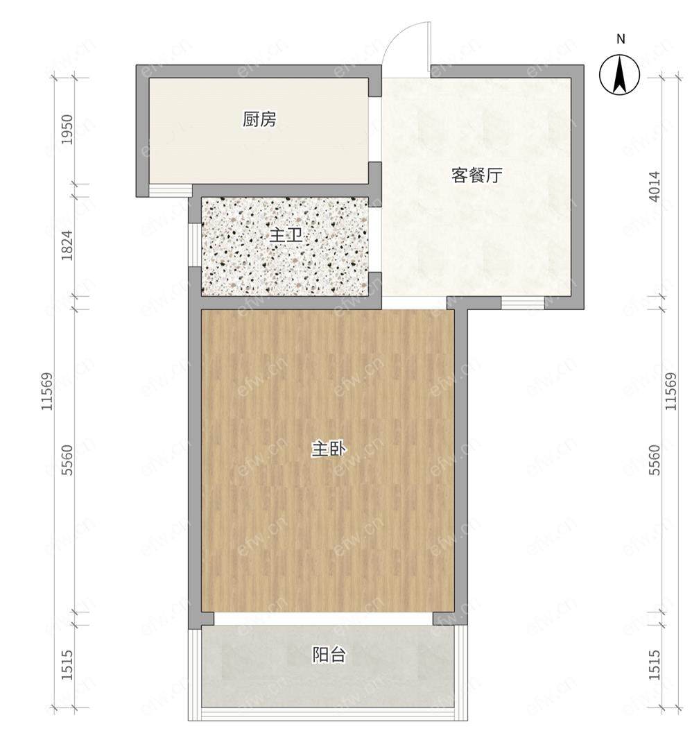 业主急售 广石家园  双阳台 纯毛坯小1房 中间楼层！