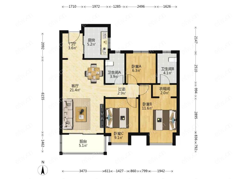 富力运河十号  3室2厅