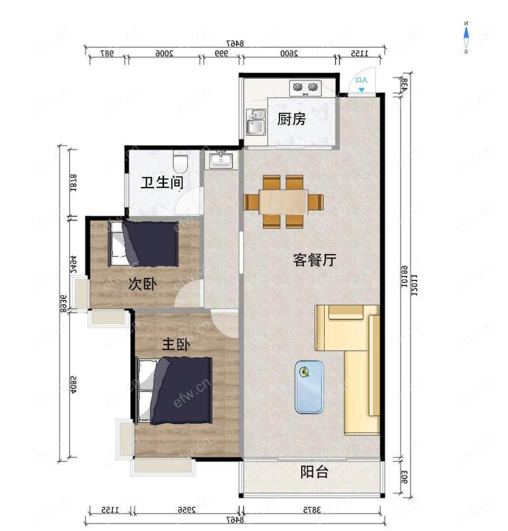 天一城 经典2房 东边户 全明 精装修！