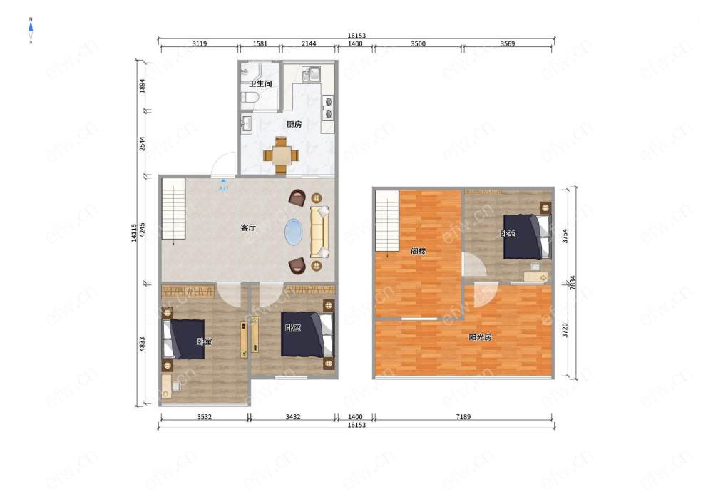 通扬新村 2室2厅  精装修  带阁楼豪华精装