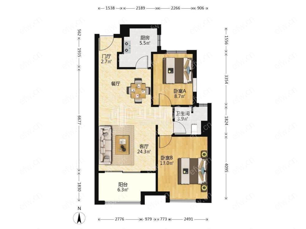 地铁三号线欧尚超市高档小区金域缇香精装拎包入住二室二厅