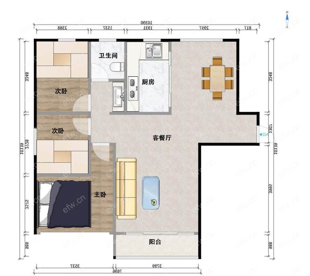 阳光100米娅公馆 3室2厅 100.00平