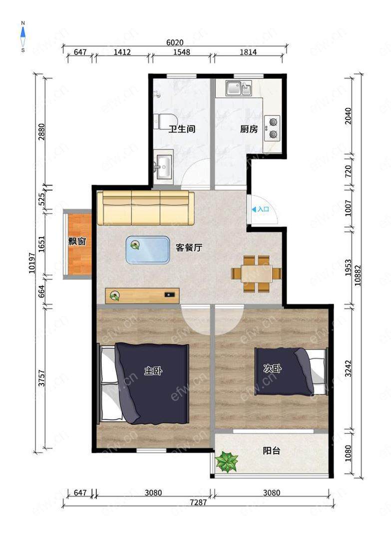 商品房全新精装新惠园 2室2厅