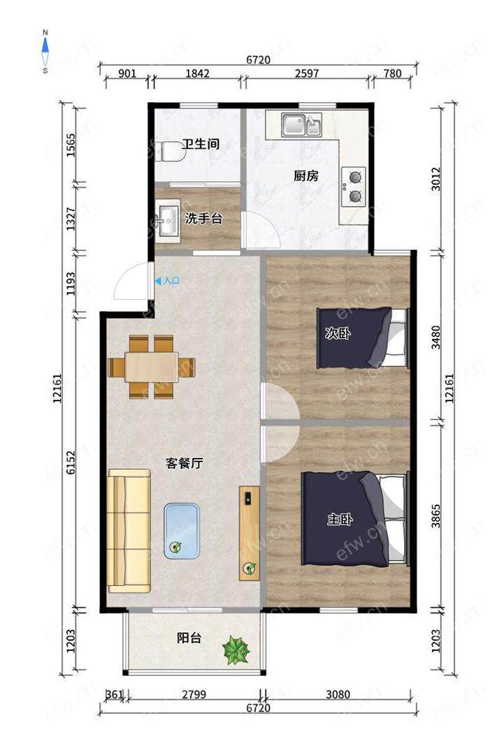 惠泉花园 2房 全明户型 另送家电