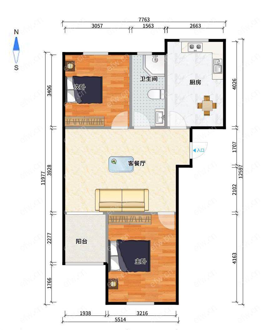 南湖家园（北区） 2房 全明户型 另送家电