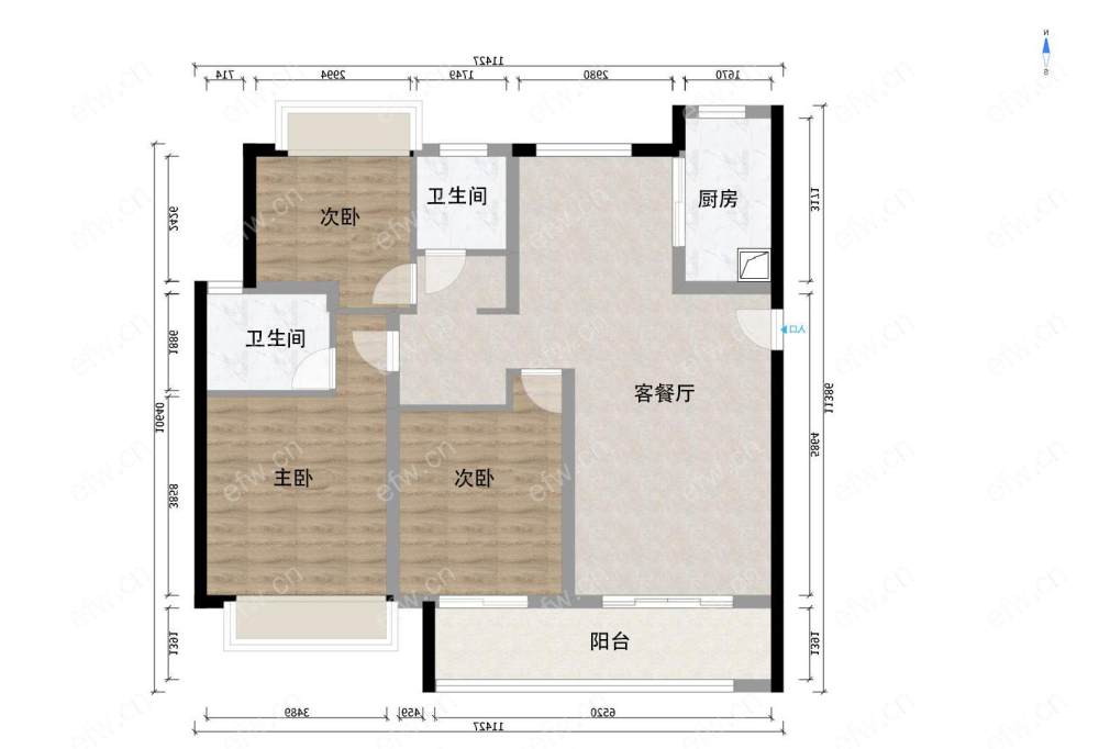 圆融广场二期三开间朝南大阳台自住装修保养好