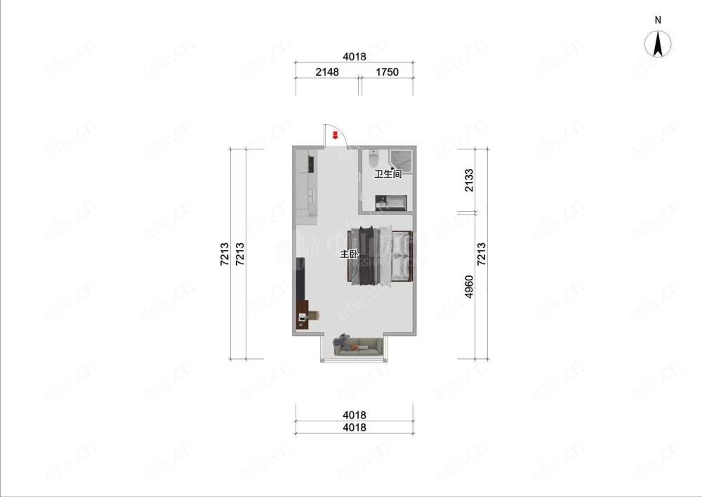 自住精装一室一厅 家具家电齐全