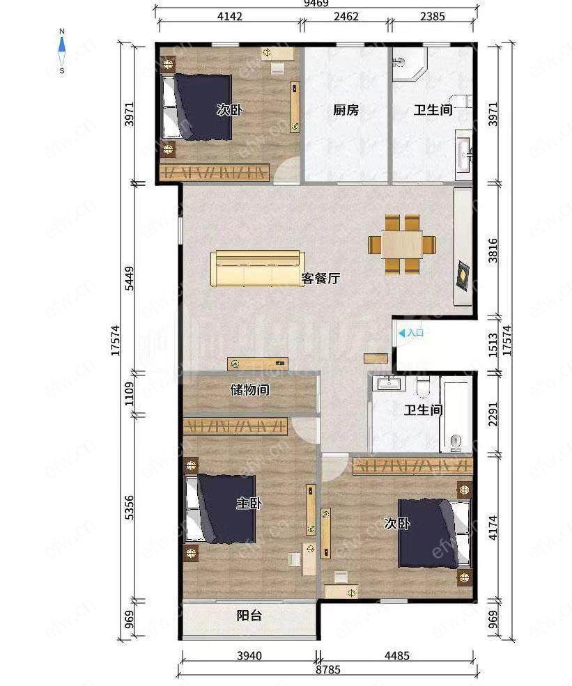 吉庆苑 3室2厅 全新精装 拎包入住 设施齐全