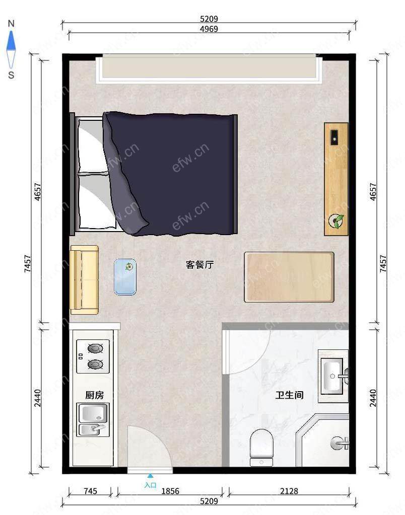 梦享城精装1室  随时看房 拎包入住