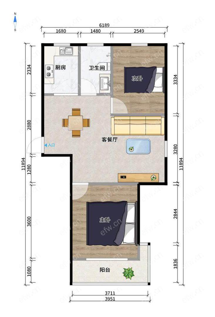 新惠家园（二期51-121） 2室2厅