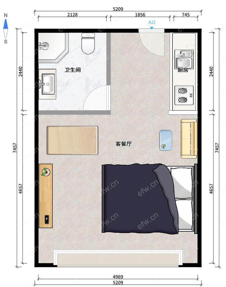 精装修一室一厅