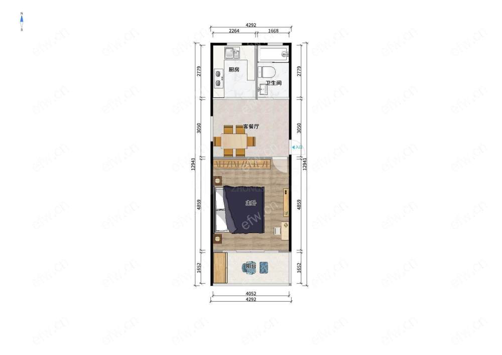 长江路地铁口全新精装1室拎包可住