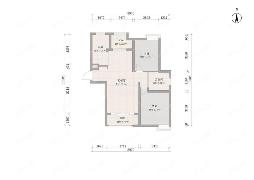 地铁口南北通透精装2房