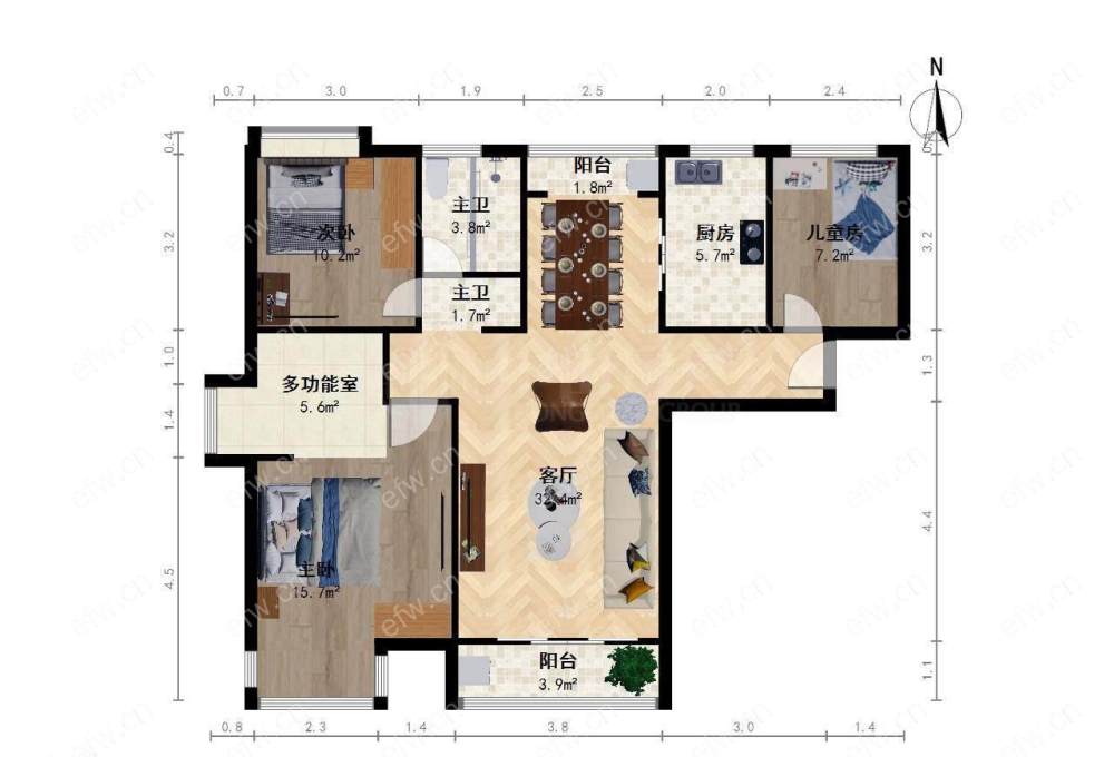 精装修 电梯房  小三房