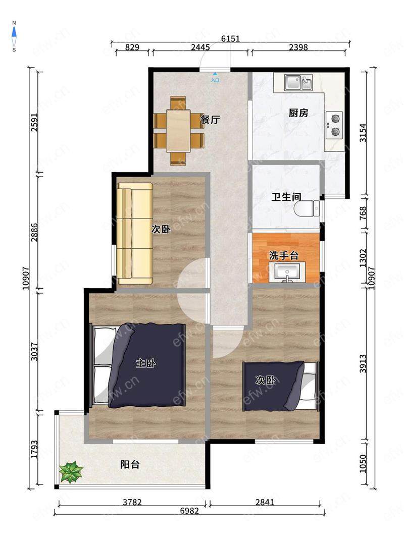 新惠家园（西区125-173） 2房 全明户型 另送家电