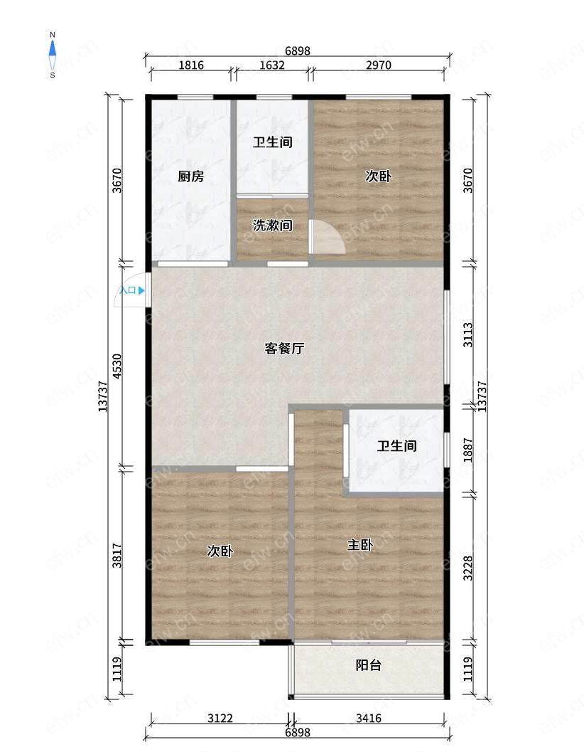 太平洋城中城三期B区(惠太商业广场） 经典3房 东边户 全明