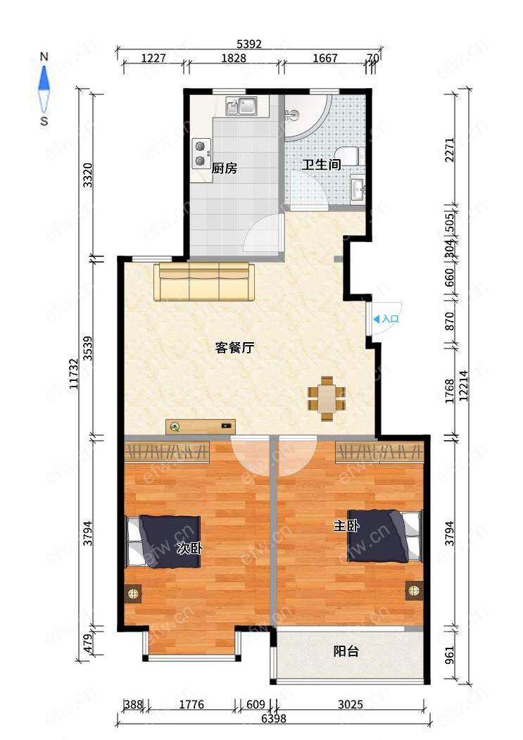 周新苑（西三期390-493） 2房 全明户型 另送家电