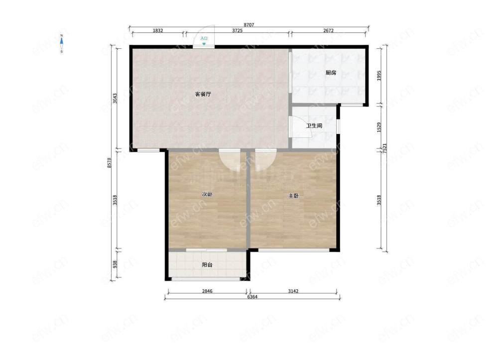 东璟家园B区 2房 全明户型 另送家电