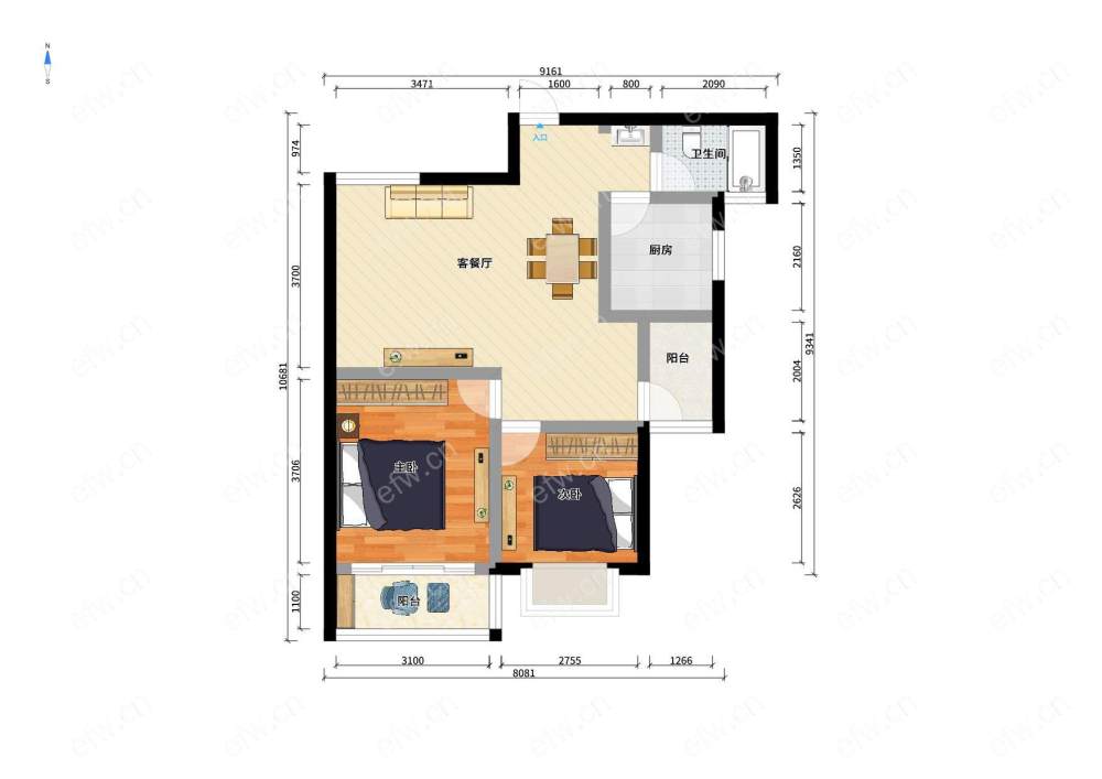 婚装全明东边户2房,栖霞栖庭 格局工整合理