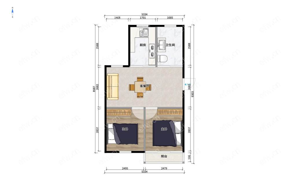 建华新村 2室1厅 楼层 户型全明 采光佳！！