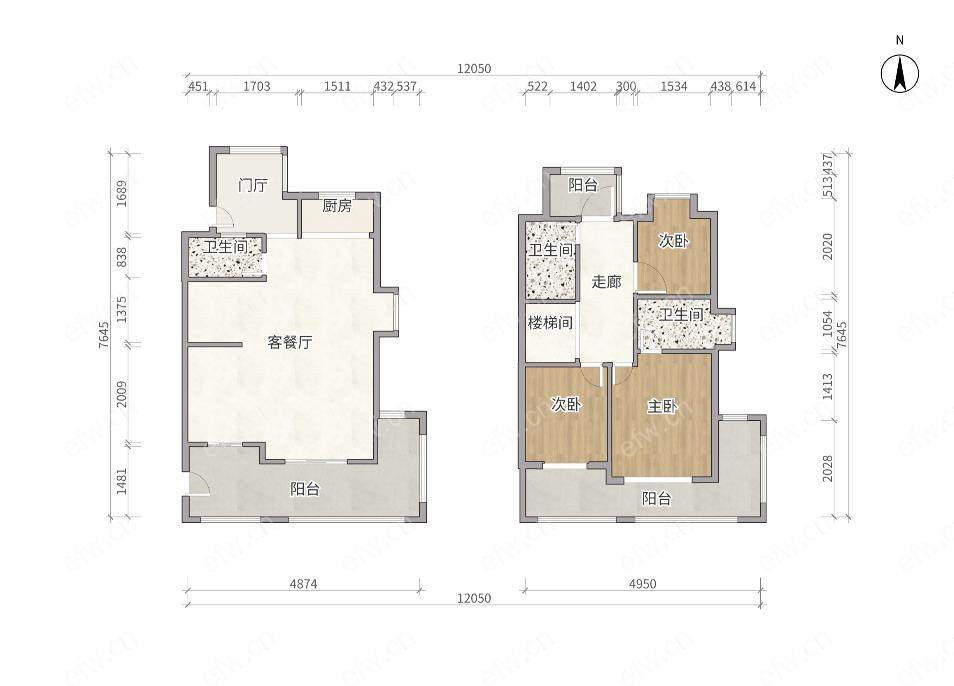 天元世家 4室2厅纯毛坯复式