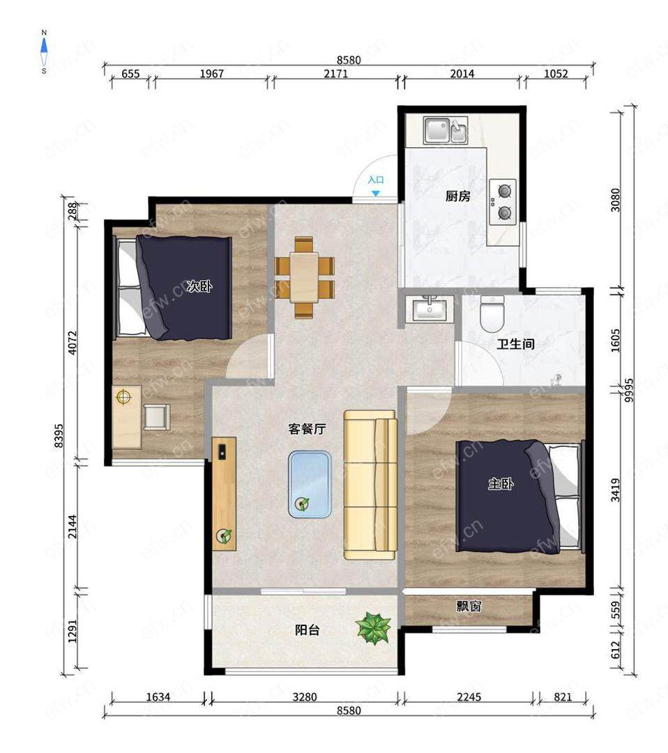 自住精装两室两厅一卫