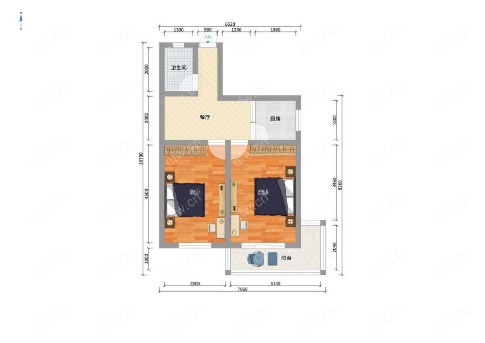 稻香新村 2室1厅1卫 次顶楼