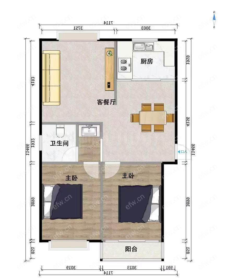 天河嘉寓(沁春园) 2房 全明户型 另送家电