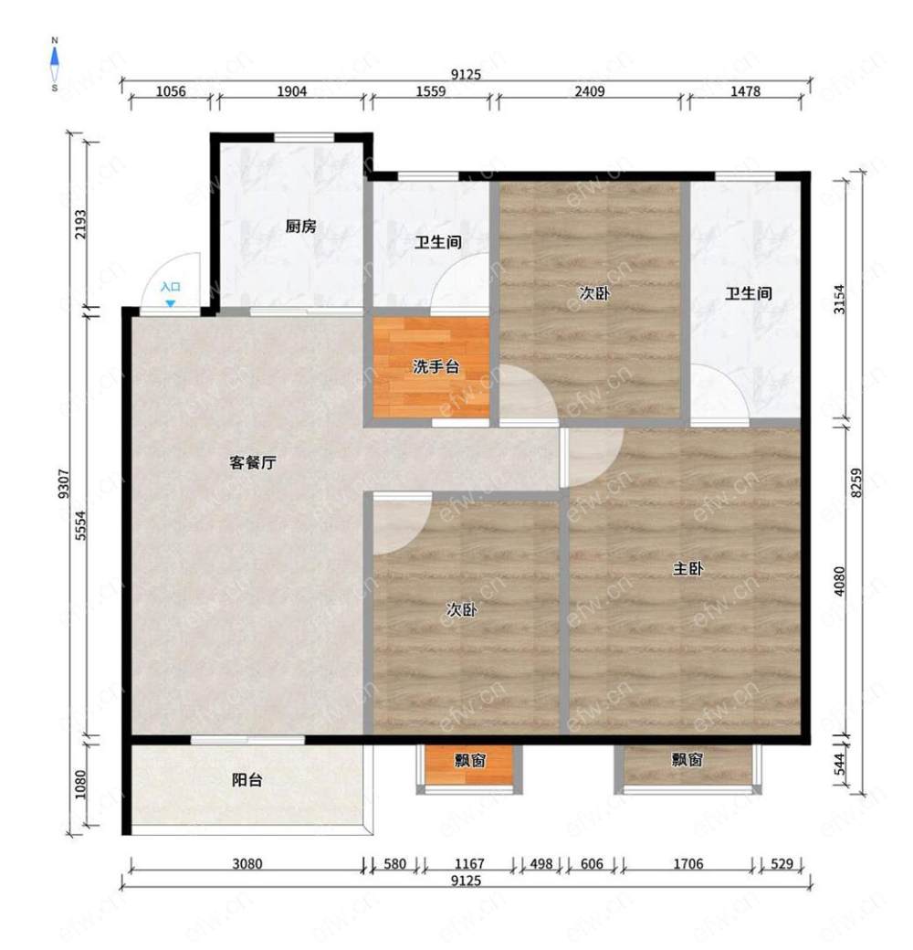 新惠东里（锦数双河苑） 3室2厅 125平