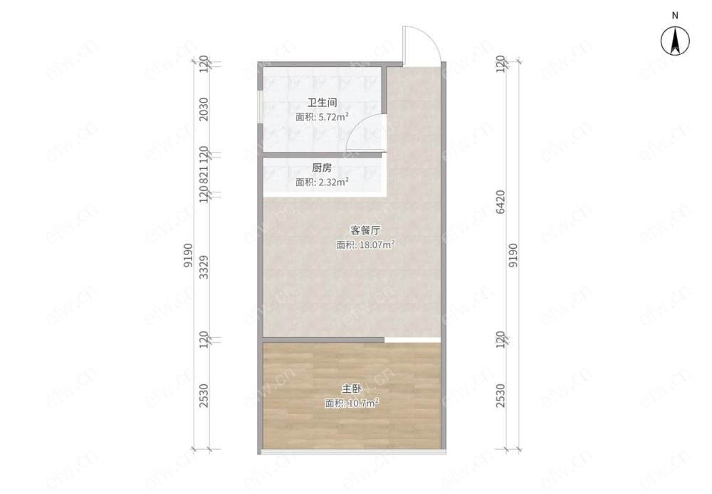 明发商业广场 经典1房 东边户 全明 精装修！