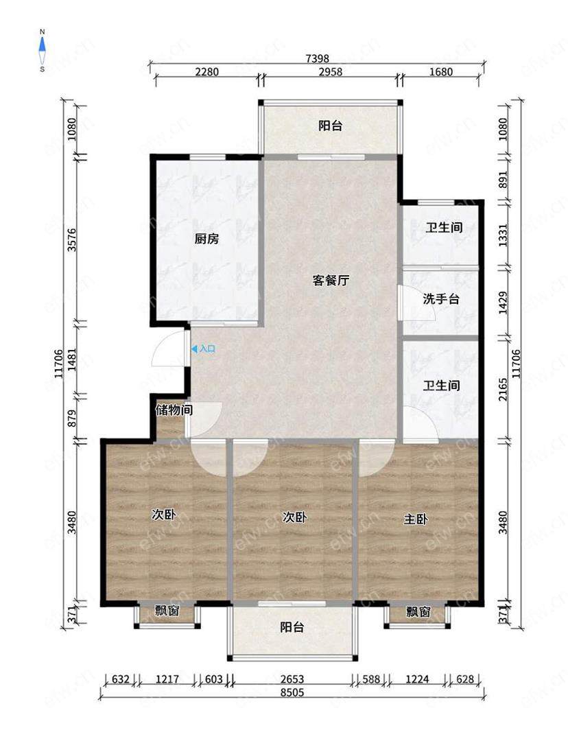 二泉花园 年轻时尚,3居室,观景房,落地大飘窗,采光视野一流