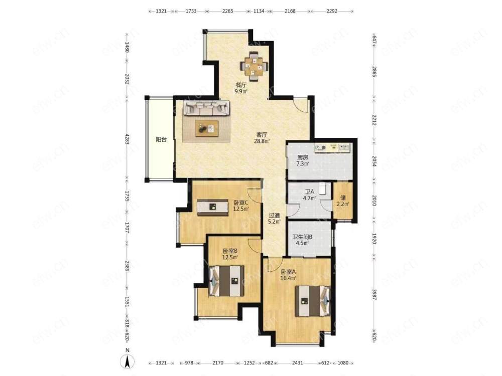 village满5 税费少 房型正气,精装修 看房方便