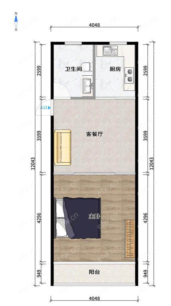 五河新村 1室1厅 简单装修 户型方正