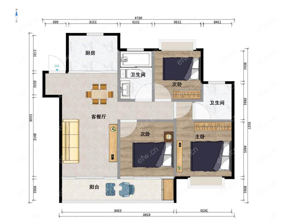 全新装修未入住 小高层 南北通透 双卫设计 地铁口 出行便利