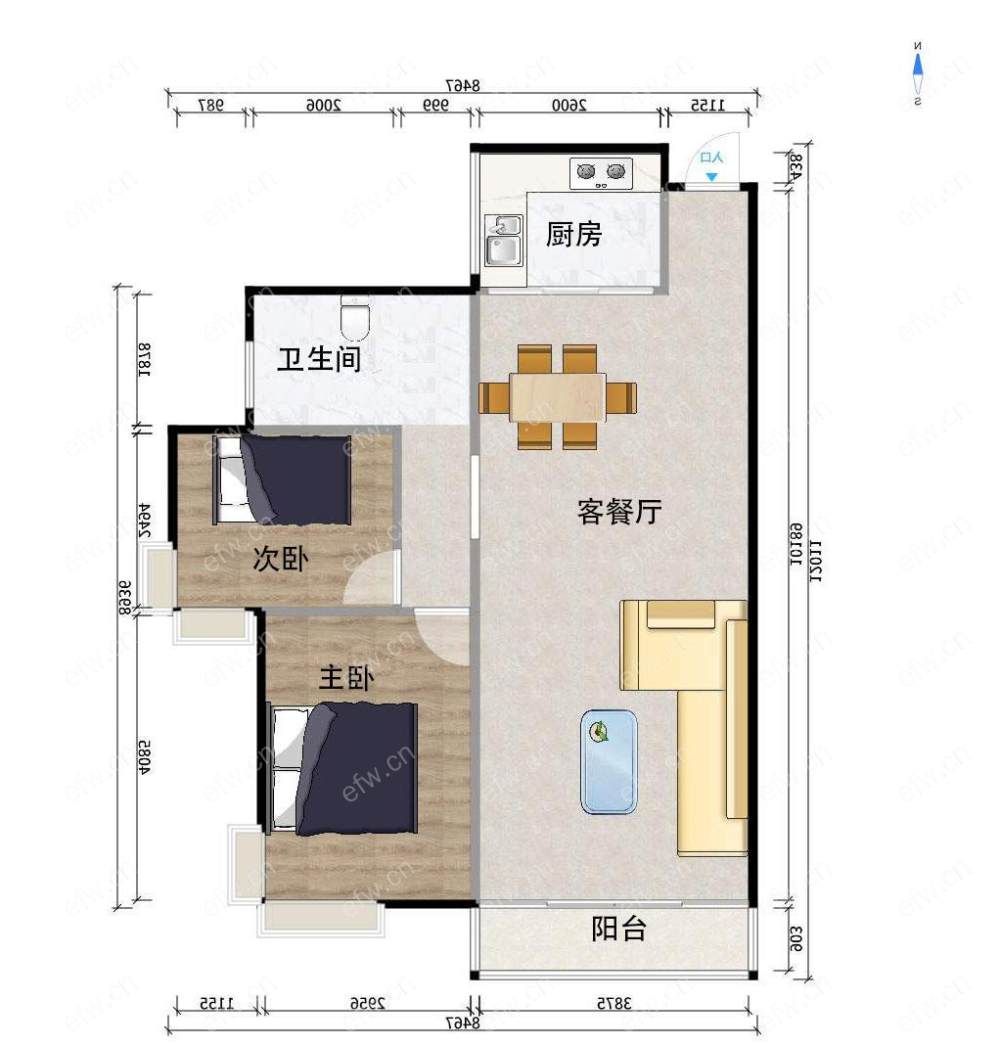 天一城 2房 全明户型 另送家电