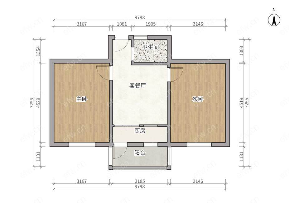 金城新村 2室1厅1小区位置靠南 2房型是中间户俩房朝南 3明厅 4装修大概6年了