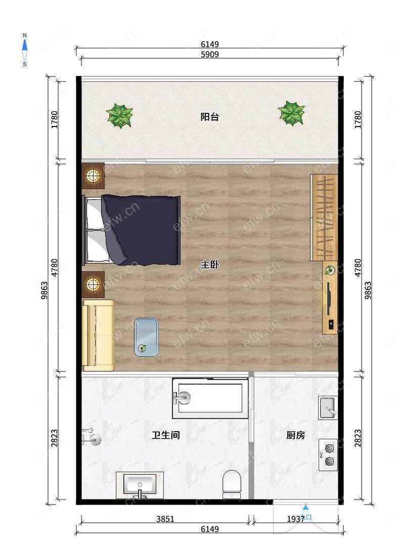 金域缇香单身公寓 1室1厅