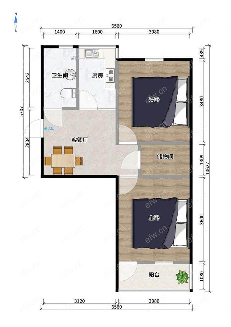 双河二村简装2房近惠山